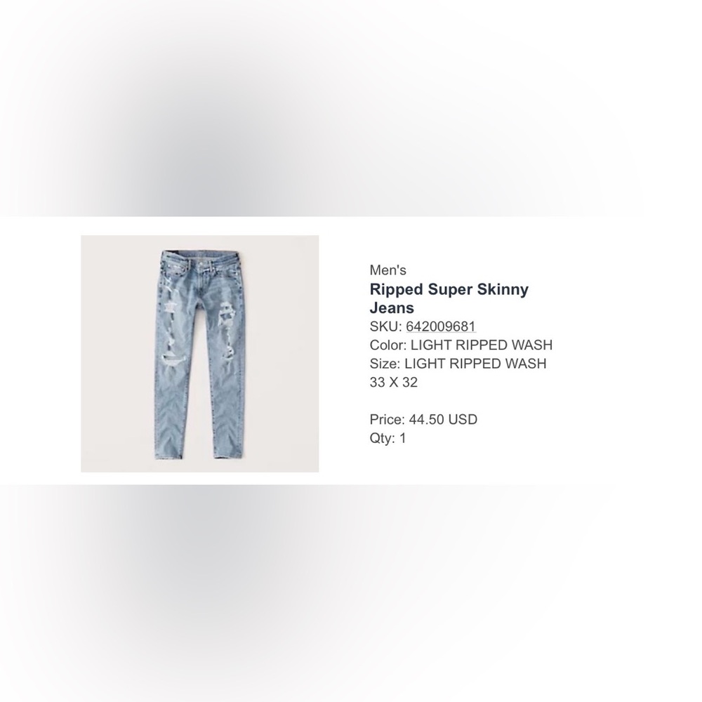 Abercrombie Men's Light Blue Ripped Jeans